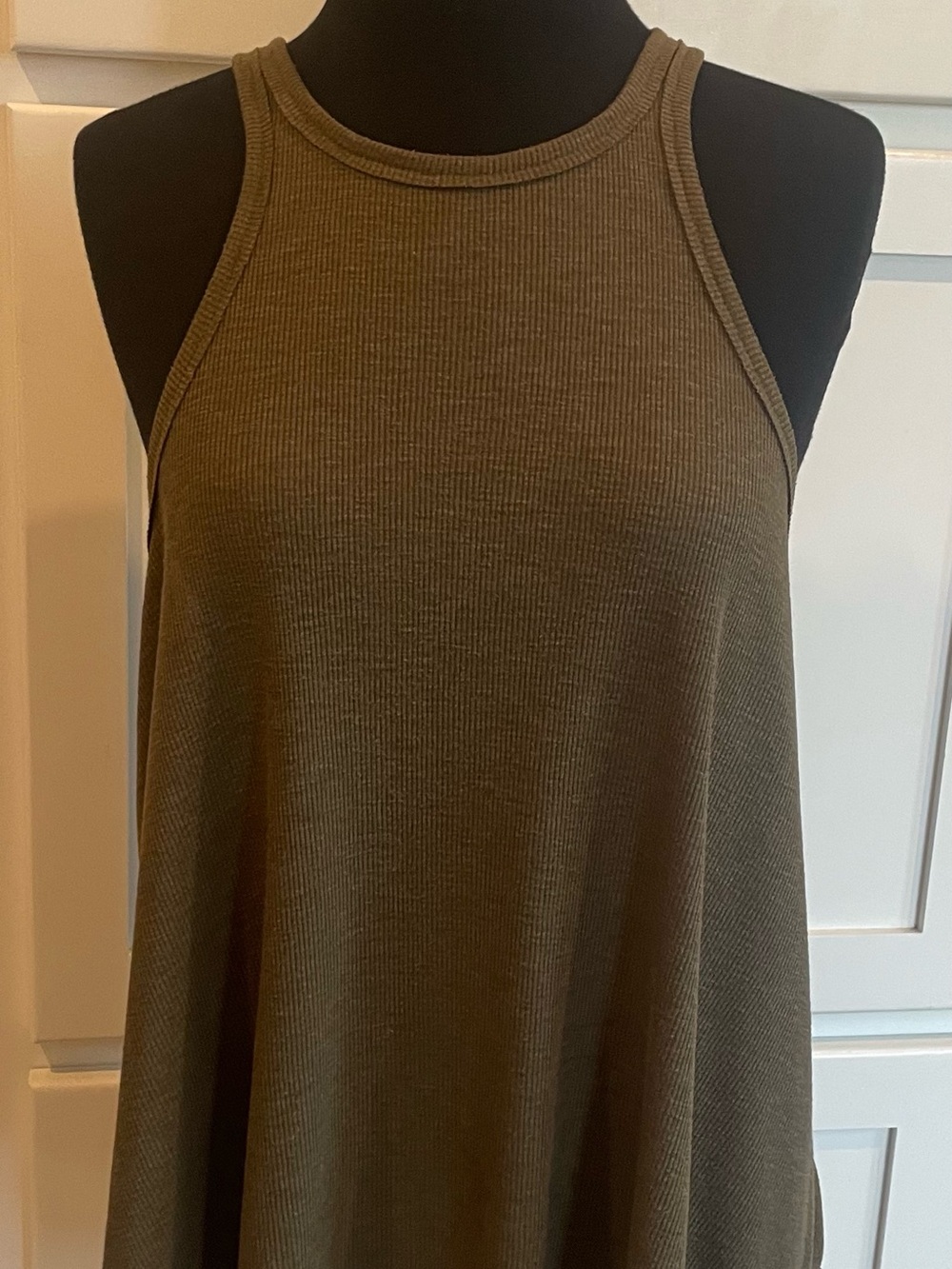 Free People Olive Ribbed Tank Top